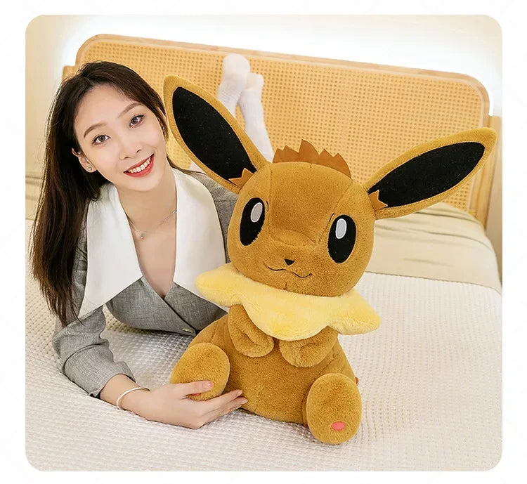 50/60/75CM Pokemon Eevee Plushies Cartoon Anime Kawaii Big Size Ornament Peluche Children Toy Stuffed Comfortable Soft Doll Gift