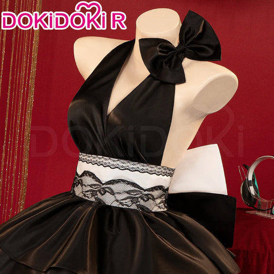 Lukaa Cosplay Costume DokiDoki-R Women Cute Black Full Dress Lukaa Cosplay Headphone Butterfly Female Cosplay