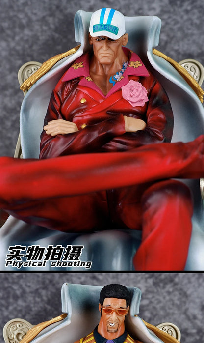 29CM One Piece Anime Figure Admirals Kizaru Akainu Aokiji Sitting position Figures Collectible Decoration Doll Model Boy Toy