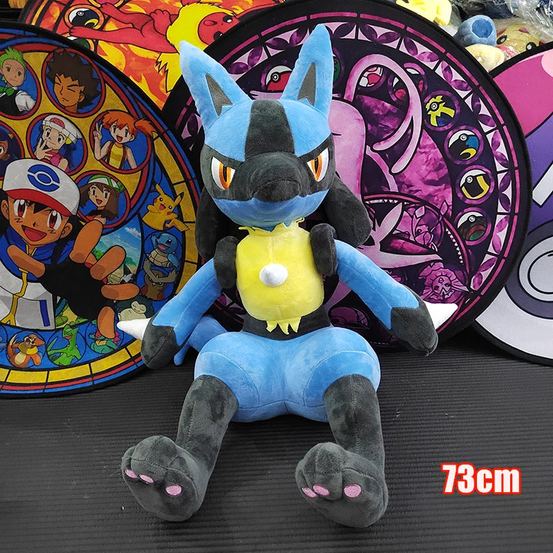 70cm Pokemon Lucario Large Plush Toys Greninja Zeraora Cinderace Glaceon Stuffed Giant Pokémon Eevee Anime Kids Christmas Gift