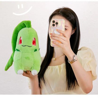 45/60/80cm Big Size Pokemon Chikorita Cartoon Anime Plush Stuffed Doll Room Decoration Plushies Pillow Ornaments Children's Gift