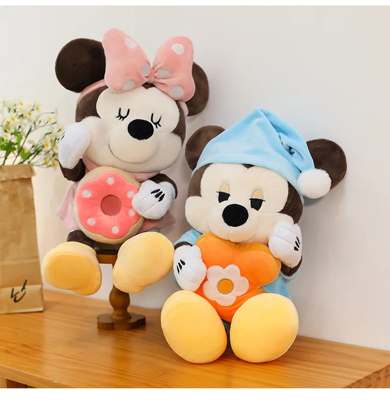 Large Size 80cm New Minnie Mickey Mouse Couples Doughnut Kawaii Movies Stuffed Plush Toy Doll Birthday Girlfriend Girl Xmas Gift