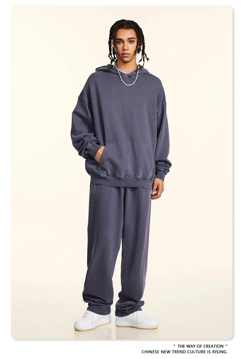 ZODF Retro Autumn Winter Washed Cotton Hoodies Unisex Loose 380gsm Knitted Sport Hooded Pullovers Brand Clothes HY0884