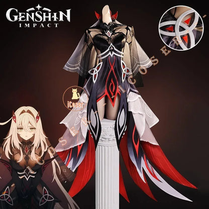 Genshin Impact Ronova Cosplay Costume Wig Dress Uniform Headwear Four Shades Halloween Party Women Girls Carnival Props iCoser