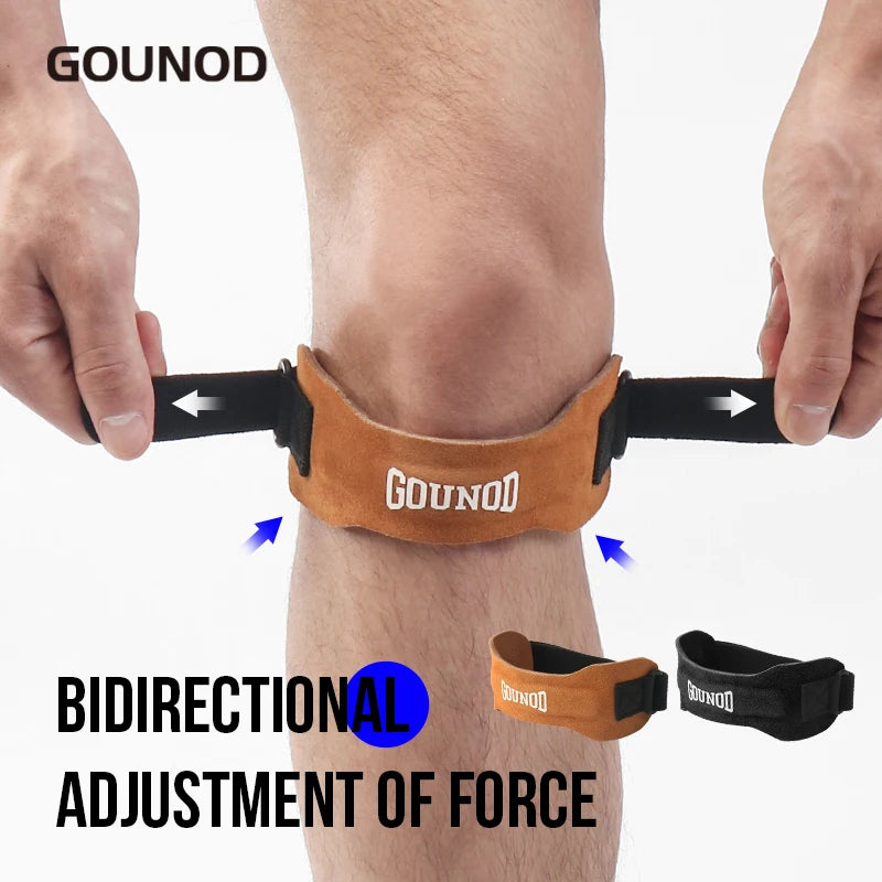 Pressurized Cowhide Patella Belt Sports Knee Pads for Running Shock Absorption Anti-Meniscus Support Fitness and Riding