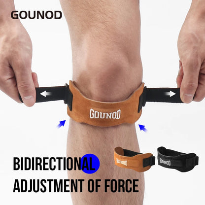 Pressurized Cowhide Patella Belt Sports Knee Pads for Running Shock Absorption Anti-Meniscus Support Fitness and Riding