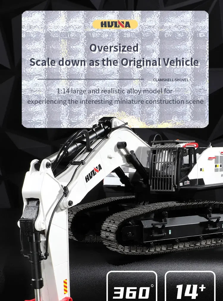 Huina 1594 22 Channels Large Remote Control Excavator 1/14 Electric Heavy Duty RC Excavator for Children Toys Model