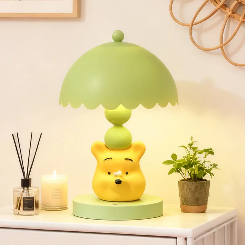 Cute Disney Winnie Pooh Bedroom Bedside Lamp Anime Figure Table Lamp USB Plug 3 Color Dimming Living Room Study Atmosphere Light