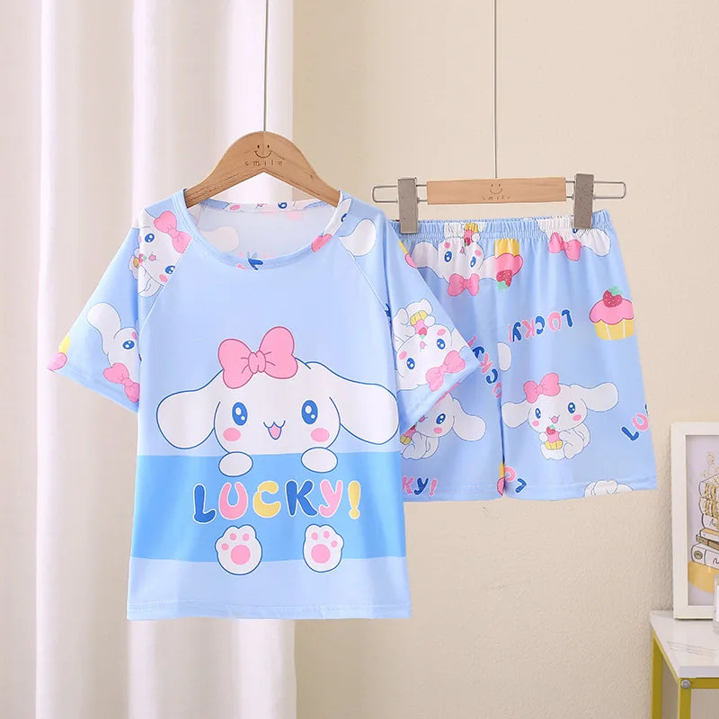 MINISO Boys Pajamas Sets Disney Summer Two Pieces Set 3 to 4 5 6 7 8 9 10 11 12 Years Blue Mickey Mouse Print Children Clothing