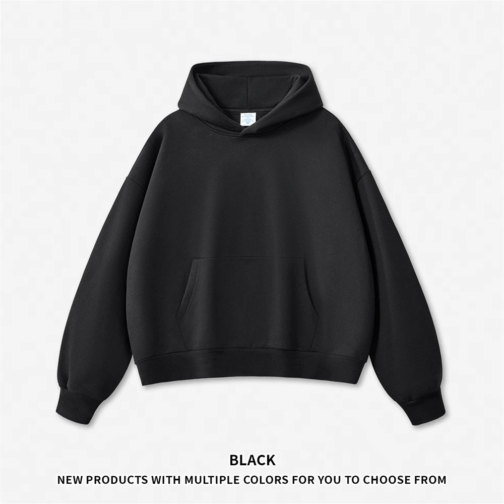 ZODF Fashion Winter Men 500gsm Fleece Hoodies Unisex Loose Fit Heavy Weight Thick Warm Hooded Pullovers Coats Streetwears HY0045