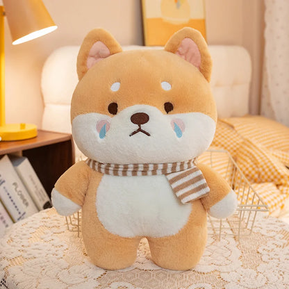 Kawaii Shiba Inu Plush Pillow Toy Soft Stuffed Dog Animal Cuddly Baby Doll for Girls Lovely Cartoon Gift Decor