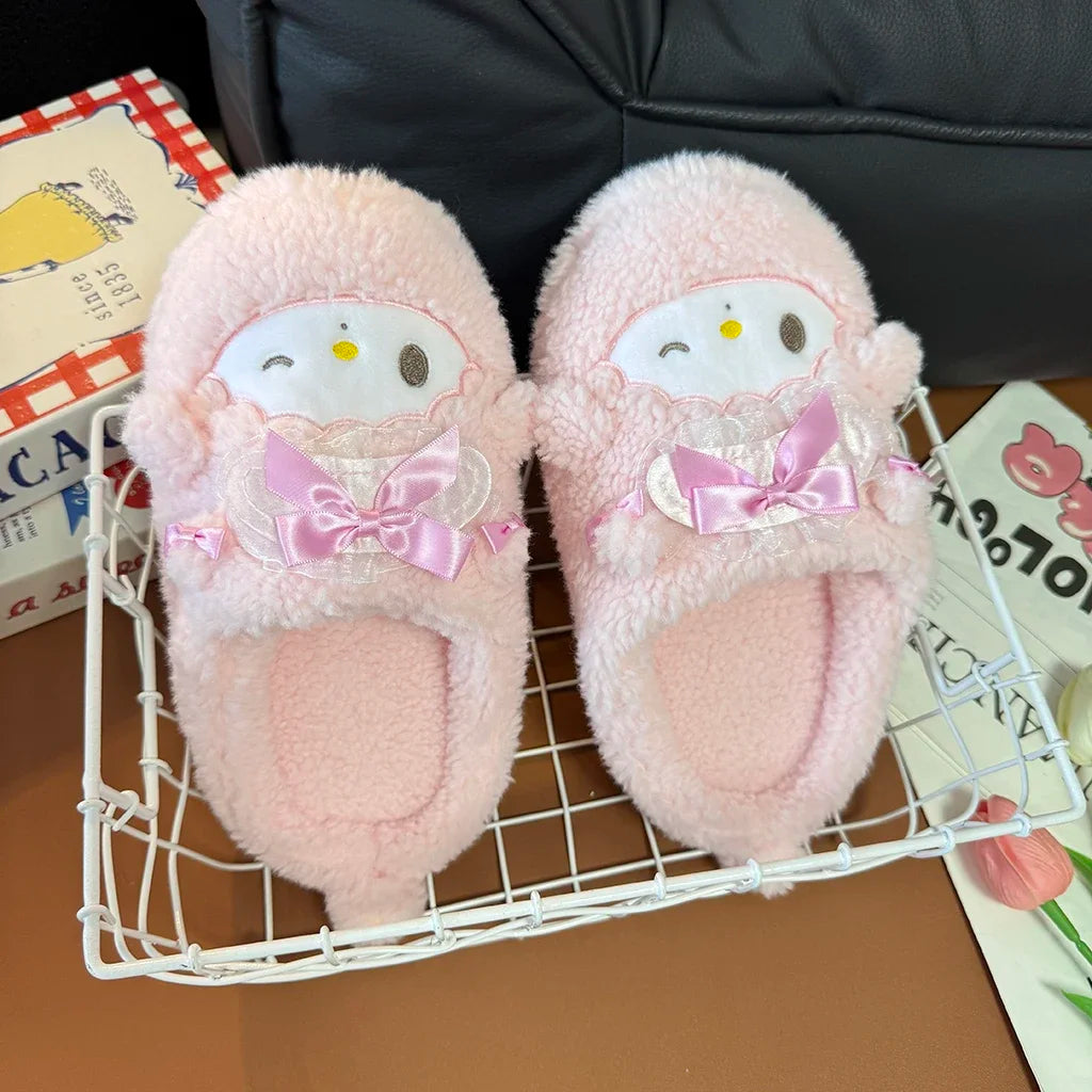Cartoon My Sweet Piano Slippers Comfortable Japanese Style Plush Shoes Home Cotton Shoes Girl Woman Non-slip Flat Autumn Winter