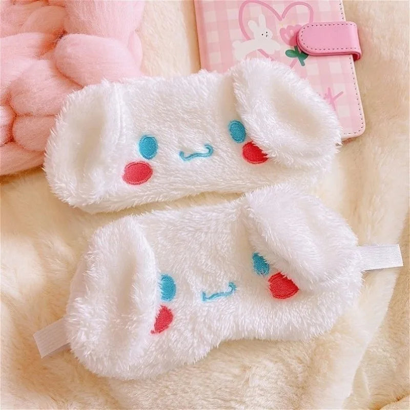New Kawaii Sanrio Cinnamoroll Plush Eye Mask Anime Cinnamoroll Blackout Eye Mask Lunch Break Sleep Ladies Eye Protection