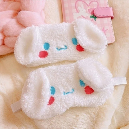 New Kawaii Sanrio Cinnamoroll Plush Eye Mask Anime Cinnamoroll Blackout Eye Mask Lunch Break Sleep Ladies Eye Protection
