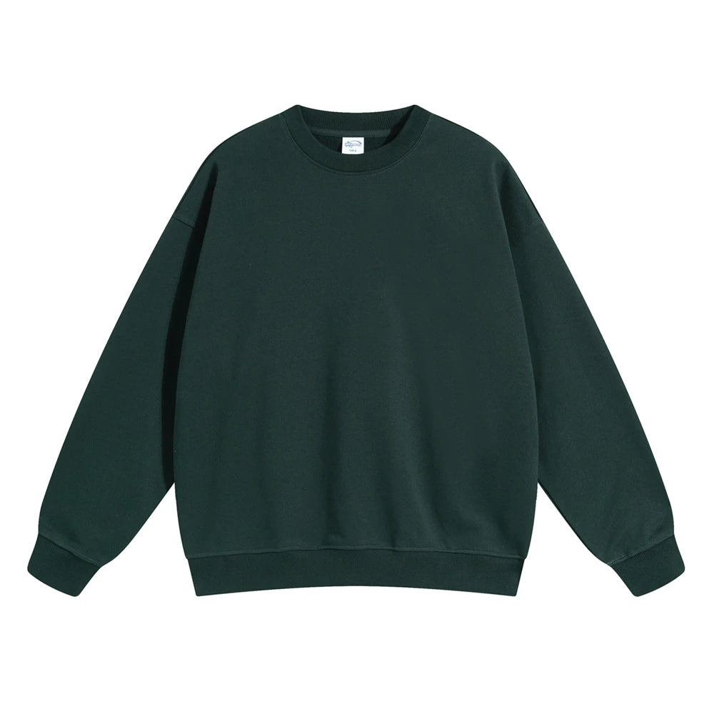 ZODF 2024 Autumn Winter Men's Basic O-Neck Sweatshirt Unisex Loose Solid 430gsm Terry Pullovers Streetwears HY0910