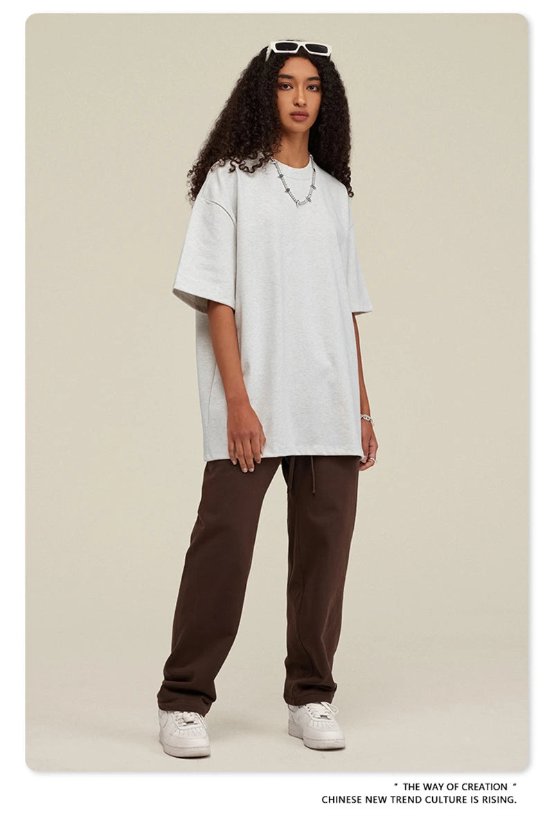 ZODF 2025 Heavy-Weight 425gsm 100% Cotton T-Shirts For Men Unisex Summer Oversized O-Neck Basic Solid T Shirt Brand Tees HY0485