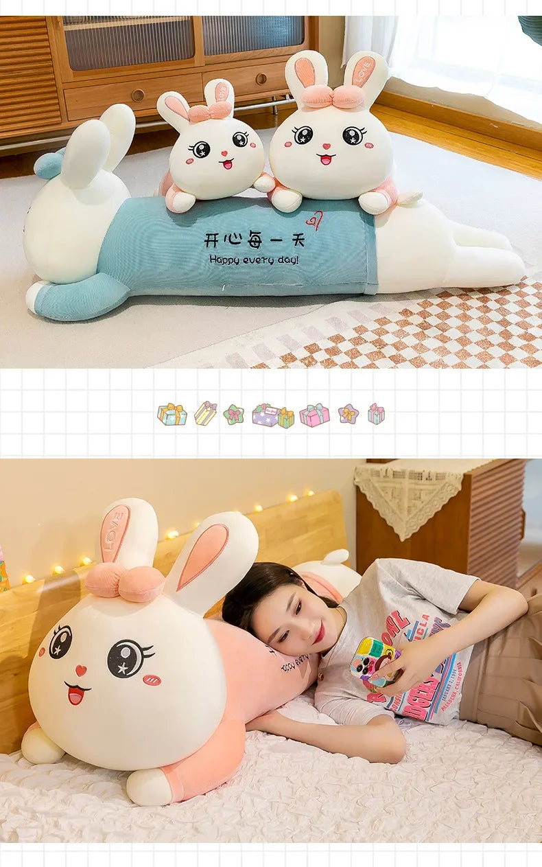 New 70-110cm Cute Rabbit Girlfriend Pillow Plush Toys Stuffed Pause Office Nap Sleep Pillow Cushion Gift Doll for Kids Girls