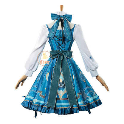 Genshin Impact Lynette Cosplay Costume Wig Dress Uniform Hat Magician Outfit Fontaine Halloween Party for Women Girls Game Props