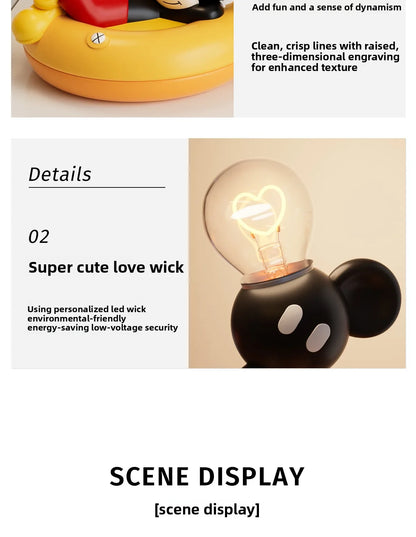 Mickey Figurine Night Light Cartoon Mickey Mouse 3d Doll Reading Lamp Cute Desktop Decor Statue Creative Desk Lamp for Kids Gift