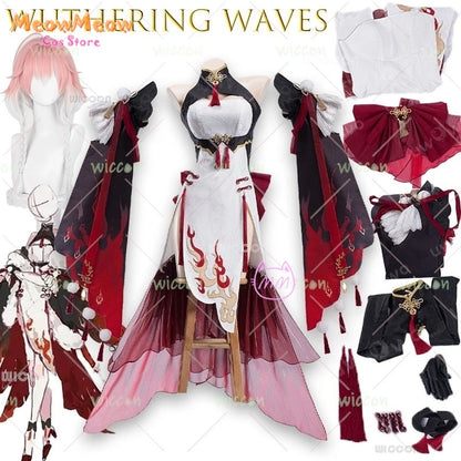 Wuthering Waves Changli LiaoYunJinHuang Cosplay Set Polyester - suit wig / XXL