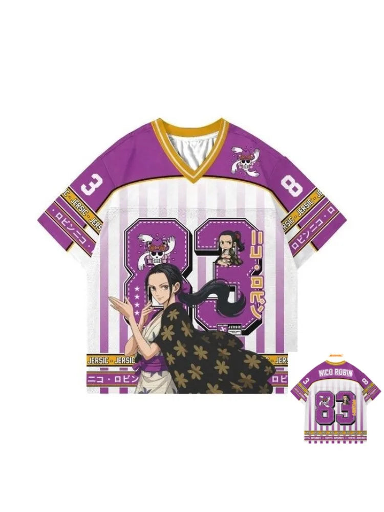 83 Jersey One Piece Nico Robin Anime Korean Style Kpop Baseball Hockey T-shirt Fashion Streetwear Anime Daily Unisex Tops Tees