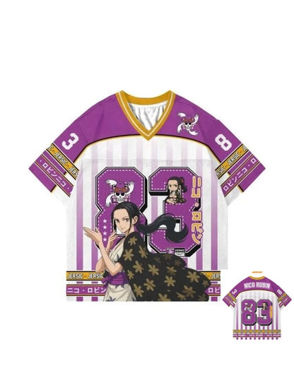 83 Jersey One Piece Nico Robin Anime Korean Style Kpop Baseball Hockey T-shirt Fashion Streetwear Anime Daily Unisex Tops Tees
