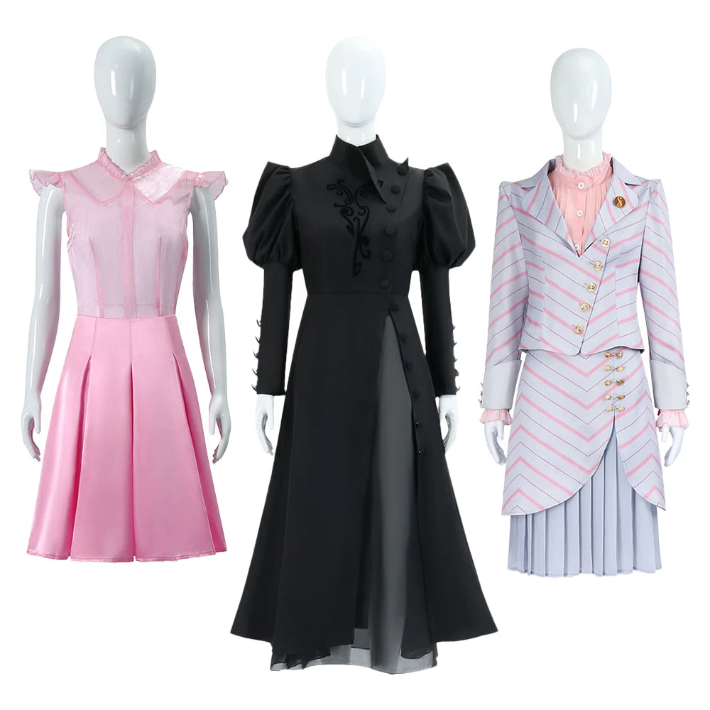 Glinda Elphaba Cosplay Costume Wicked Cosplay【XS-3XL】DokiDoki-N Women Black Pink Dress Glinda Cosplay School Uniform Plus Size