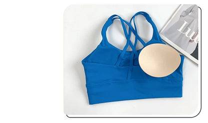 2 Pieces Yoga Shorts Gym Sports Sets Women Fitness Suits Cross Back Bra Top High Waist Shorts Running Workout Clothes Tracksuit