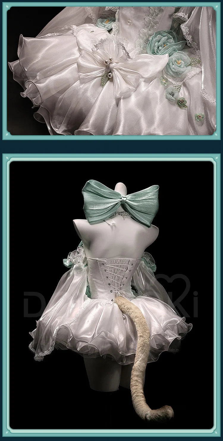 IN STOCK Lynette Doujin Cosplay Costume Game Genshin Impact DokiDoki-SR Angel's Courtyard White Dress Ballet Cute Fontaine