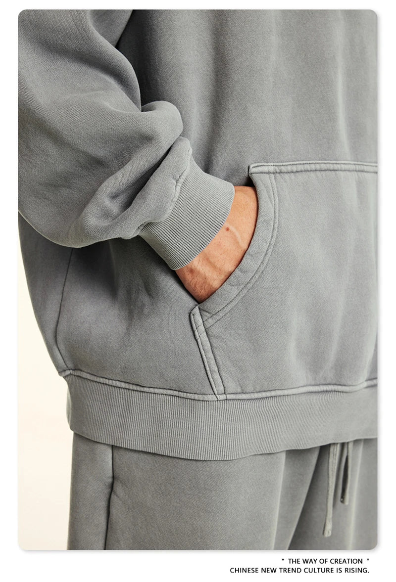 ZODF 2024 Winter Unisex Washed Fleece Hoodies 360gsm Warm Loose Retro Hooded Sweatshirts HY0870
