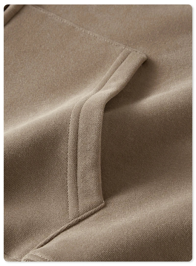 ZODF New Winter Men Zipper Fleece Hoodies Unisex Loose Heavy Weight Thick Warm Basic 420gsm Hooded Coats Hoodie HY0747