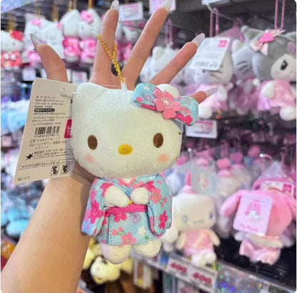Japanese Kimono Cherry Blossom Hello Kitty Plush Doll Trendy Toy Backpack Decoration Accessories Keychain Girl Surprise Gift