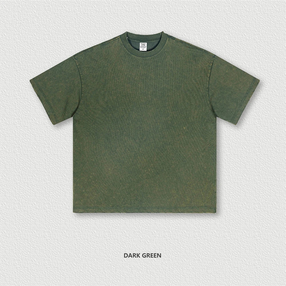 ZODF Vintage 2024 Summer Men Washed Solid 230gsm T-Shirts Unisex Ripped Breathable Quick Dry Cooling Feeling T Shirt Tees HY0801