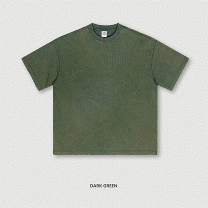 ZODF Vintage 2024 Summer Men Washed Solid 230gsm T-Shirts Unisex Ripped Breathable Quick Dry Cooling Feeling T Shirt Tees HY0801