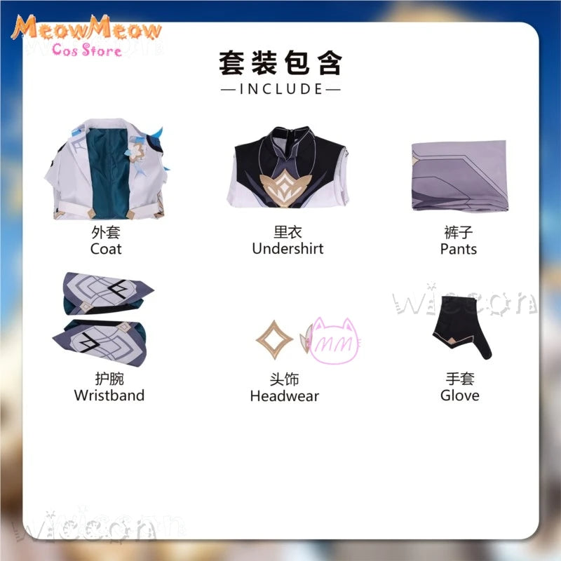 Genshin Impact Lumine Aether Costume Women Polyester Set