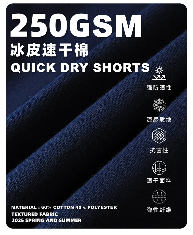 ZODF Fashion Men Summer 250gsm Patchwork Shorts Unisex High Street Loose Fit Quick Dry Sport Shorts Brand Streetwears HY1049