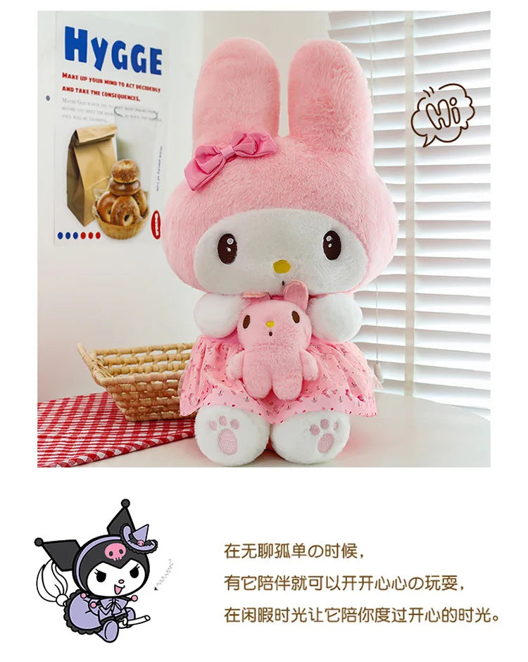 new 45/55/75cm Big Size Kuromi My Melody Sanrio Anime Plush Stuffed Doll Room Decoration Plushies Pillow Ornaments Holiday Gifts