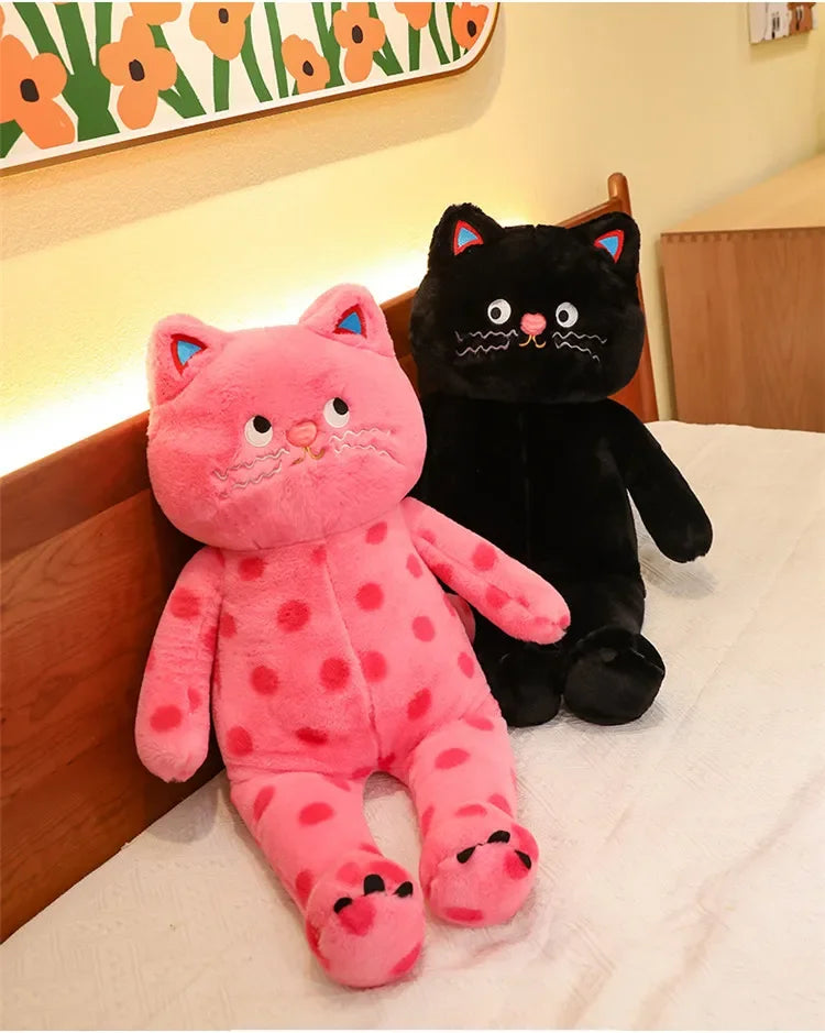 Cute Polka Dot Cat Plushie Doll Internet Famous Plush Toy Cat Doll Pillow Cushion for Girls Sleeping Gift Charming Skin-Friendly
