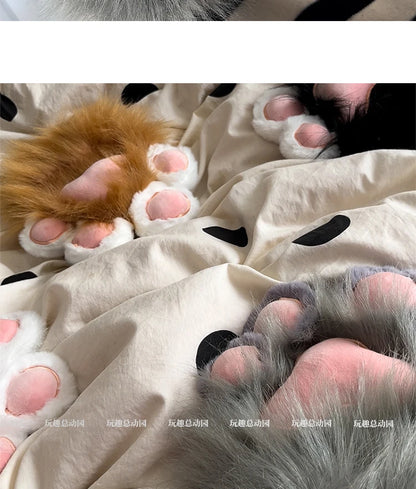 Anime Cute Cat Claw Glove Plush Toy Turn Into Cat Cosplay Props Funny Gloves White Black Grey Plushies Costume Accessories Glove