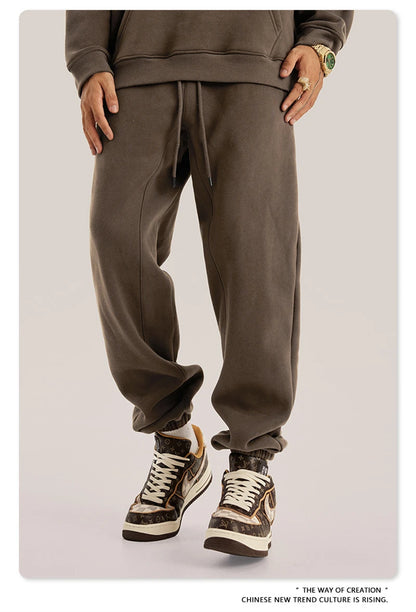 ZODF Unisex 345gsm Fleece Sweatpants Loose Fit Retro Hip Hop Winter Joggers HY0005