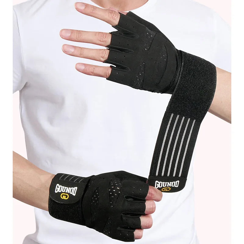 Gounod Weightlifting Gloves with Wristband Support – Breathable Anti-Slip Gym for Bodybuilding Powerlifting and Fitness