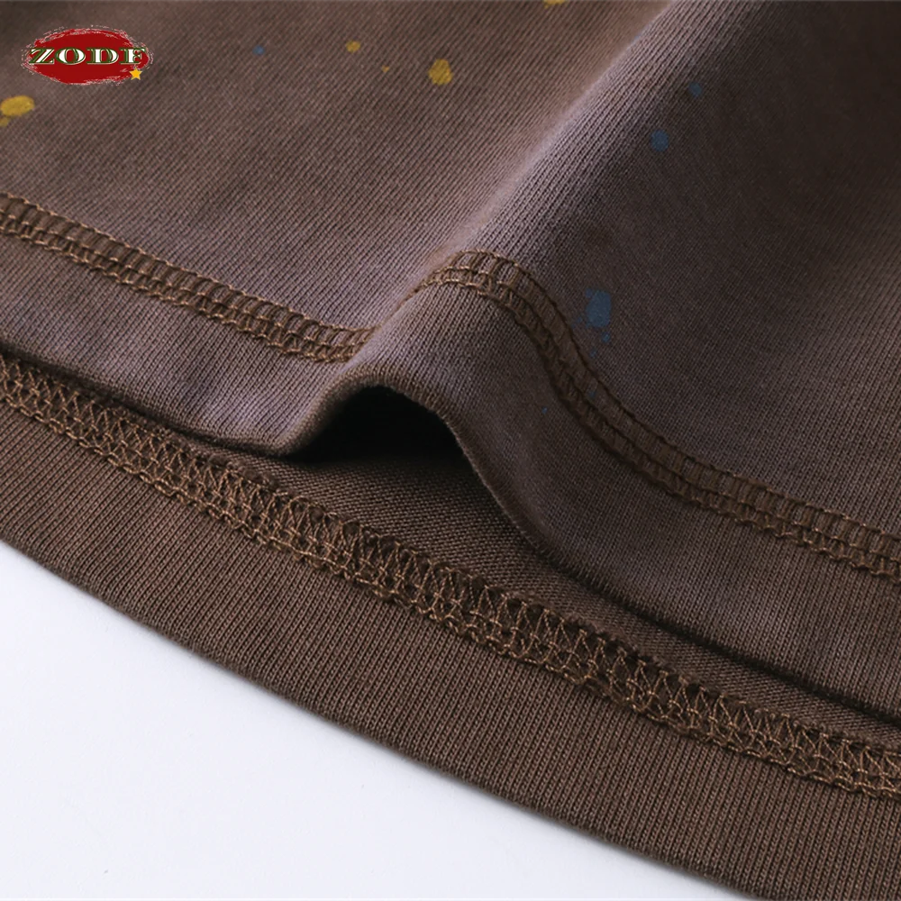 ZODF 2025 Summer 325gsm Monkey Washed Cotton Shorts For Men Unisex Retro High Street Loose Fit Paint Shorts Streetwears HY1064