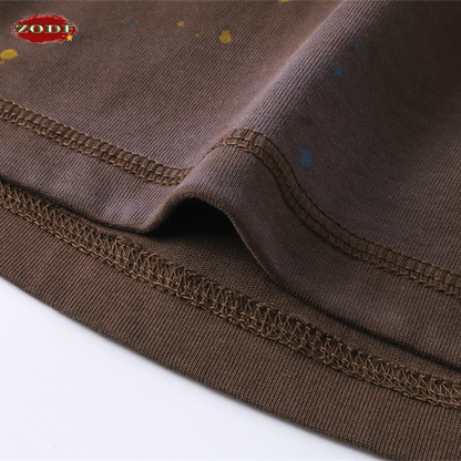 ZODF 2025 Summer 325gsm Monkey Washed Cotton Shorts For Men Unisex Retro High Street Loose Fit Paint Shorts Streetwears HY1064