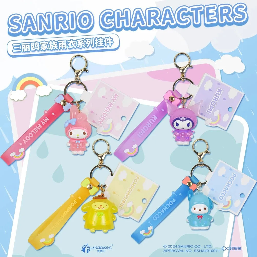 Sanrio Kuromi Pompompurin Mymelody Pochacco Hello Kitty Figure Pendant Keychain Holder Keychain Car Keyring Kids Birthday Gift