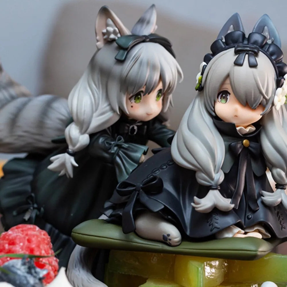 12cm Tea Party Cat Anime Figure Q Version Kawaii Tea Time Cats Tea Pot Cat Action Figure Collection Model Japanese Dolls Hobbies