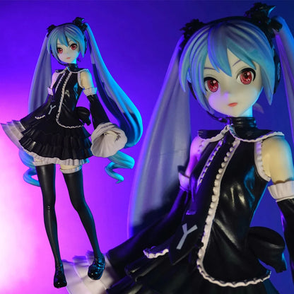 17CM Anime Hatsune Miku Project DIVA Arcade Future Tone Hatsune Miku Black Dress Lolita Model Toy Gift Collection Aciton Figure