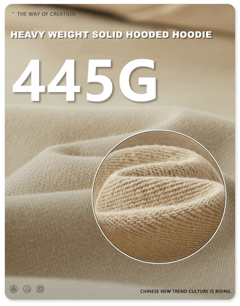 ZODF New Winter 440gsm Terry Hooded Hoodies For Men Retro Unisex Couple Loose Oversized Solid Pullovers Streetwears HY0664