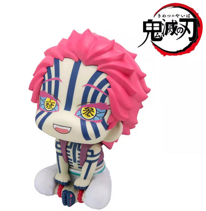 Demon Slayer Kimetsu No Yaiba Q Version Cute Upper Rank Three Akaza Head Movable Pvc Model Desktop Ornament Collection Fan Toy