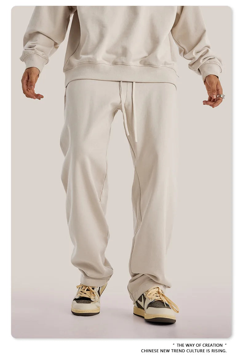 ZODF New 2025 Autumn Men's 445GSM Sweatpants Unisex High Street Soft Knitted Straight Pants Brand Streetwears Tracksuits HY0382