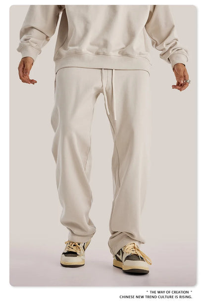 ZODF New 2025 Autumn Men's 445GSM Sweatpants Unisex High Street Soft Knitted Straight Pants Brand Streetwears Tracksuits HY0382